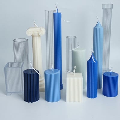 Long Pole Stripe Candle Molds Acrylic Plastic Pillar DIY Kit Making Kit Large Cylinder Candles Molds