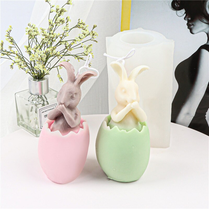 Eggshell Rabbit Candle Mould σιλικόνης DIY Halloween Animal Candle Making Saap Resin Socolate Mold Mold Craft Decor Supplies Home