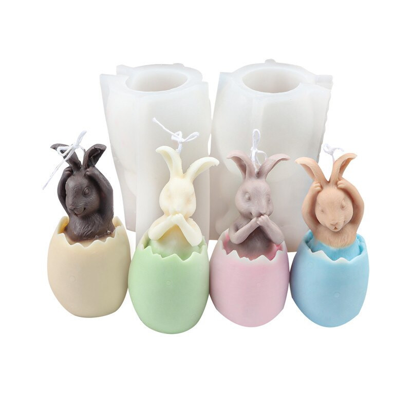 Eggshell Rabbit Candle Mould σιλικόνης DIY Halloween Animal Candle Making Saap Resin Socolate Mold Mold Craft Decor Supplies Home