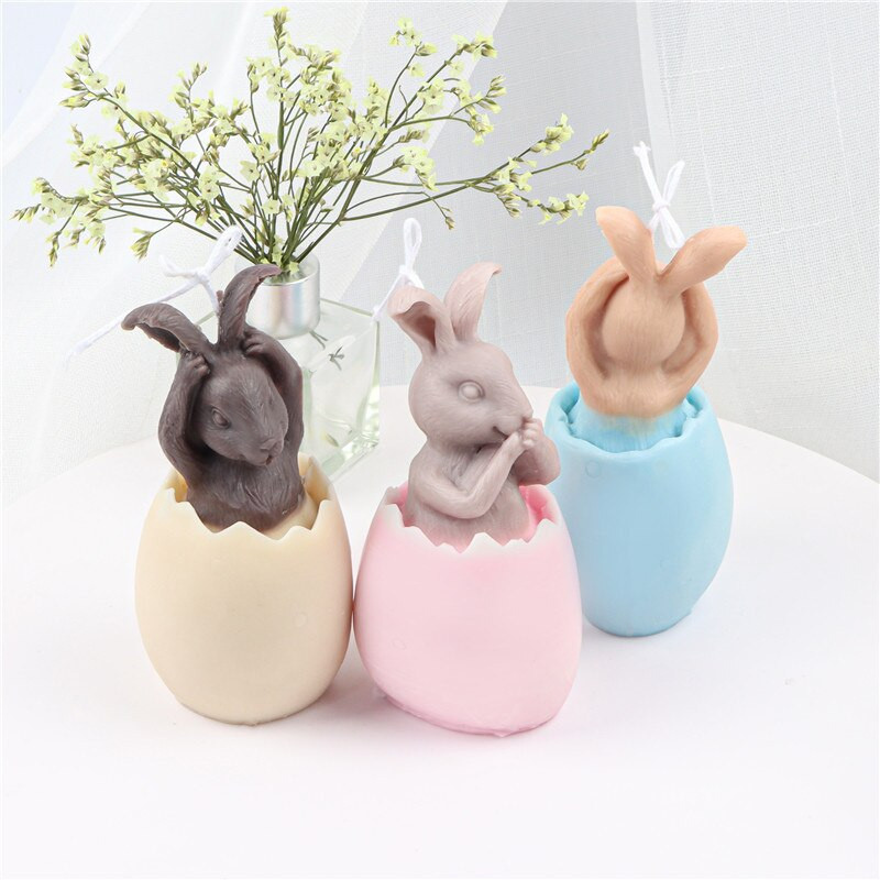 Eggshell Rabbit Candle Mould σιλικόνης DIY Halloween Animal Candle Making Saap Resin Socolate Mold Mold Craft Decor Supplies Home