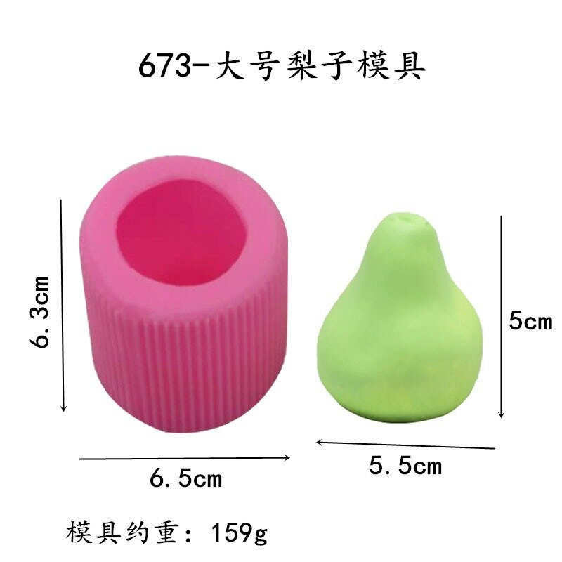 Aromatherapy Candle Diy Mold 3D Simulation Fruit Handmade Aromatherapy Wax Καλούπια κεριών αχλαδιού Υλικό Καλούπια κεριών σιλικόνης