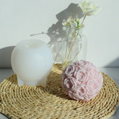 Φόρμα κεριού Rose Ball Καλούπι 3D λουλουδιού σιλικόνης για την κατασκευή σαπουνιού κεριών Γύψινο διακοσμητικό κέικ Fondant εποξειδική ρητίνη χύτευση Y5GB