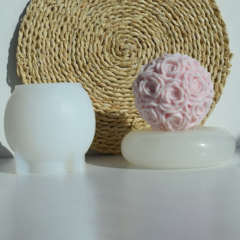 Φόρμα κεριού Rose Ball Καλούπι 3D λουλουδιού σιλικόνης για την κατασκευή σαπουνιού κεριών Γύψινο διακοσμητικό κέικ Fondant εποξειδική ρητίνη χύτευση Y5GB