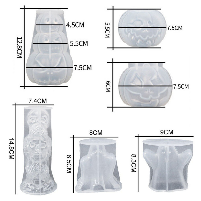 Ukrasni Silikonski kalupi za lubanje za svijeće Kućni dekor Kalup od epoksidne smole Silikonski kalup za noć vještica od bundeve Božićni dar 2022.