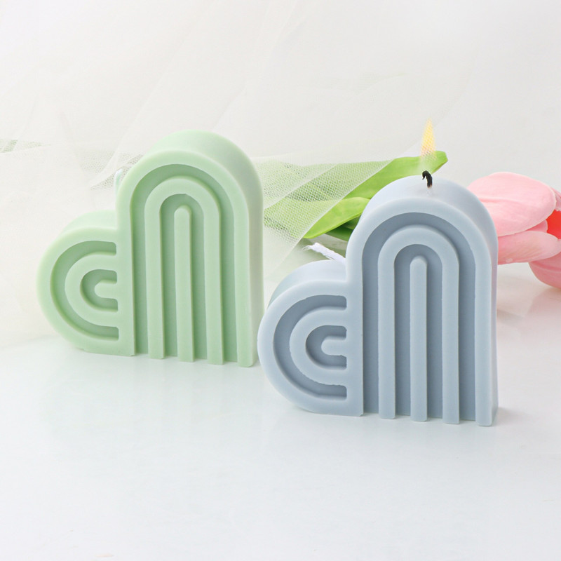 Armastuse vikerkaare küünal silikoonvorm Südamekaare küünal silikoonvorm koogi šokolaadi silikoonvorm sõbrapäeva kingituse kaunistus