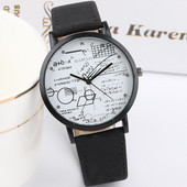 Ежедневен  дамски часовник с кожена каишка - едноцветен