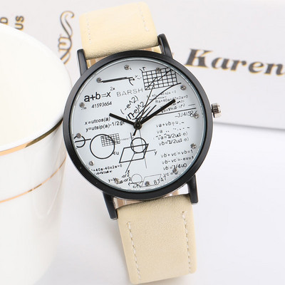 Ежедневен  дамски часовник с кожена каишка - едноцветен