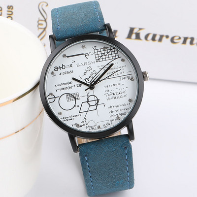 Ежедневен  дамски часовник с кожена каишка - едноцветен