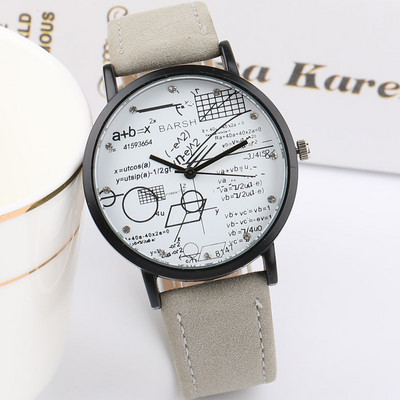 Ежедневен  дамски часовник с кожена каишка - едноцветен