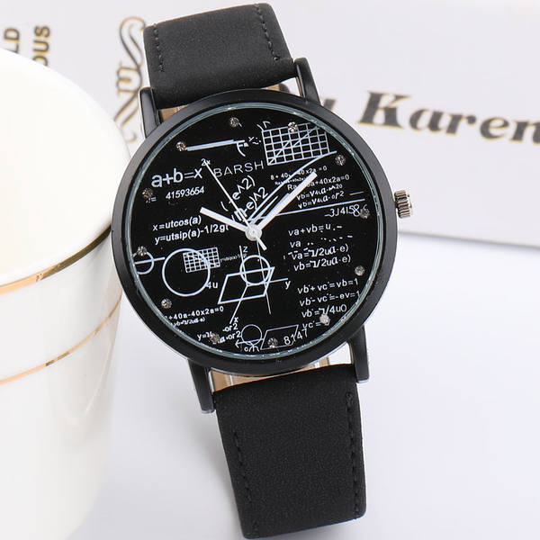 Ежедневен  дамски часовник с кожена каишка - едноцветен