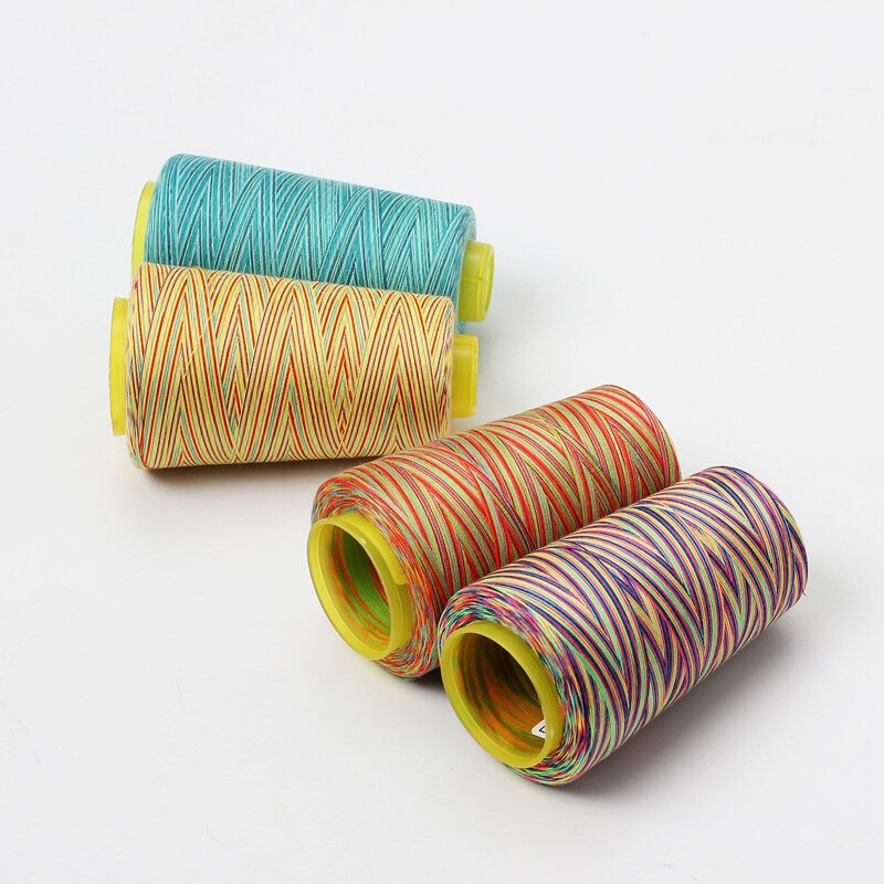 3000 jardu šķērsgriezumā krāsots varavīksnes vītne rokdarbiem un mašīnām, 40S/2 poliestera vītne šūšanai un stepēšanai ar roku dūrienu