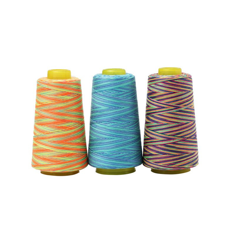 3000 jardu šķērsgriezumā krāsots varavīksnes vītne rokdarbiem un mašīnām, 40S/2 poliestera vītne šūšanai un stepēšanai ar roku dūrienu