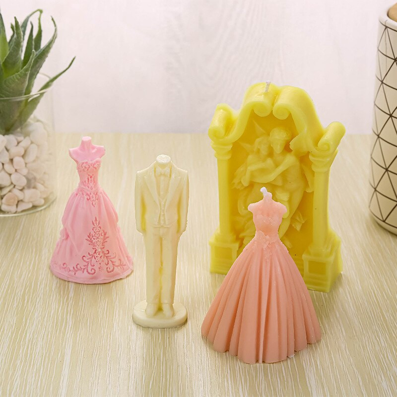 Γαμπρός και νυφικό Καλούπια σιλικόνης DIY Γύψο Ρητίνη Καλούπια Καλούπια Κεριού Καλούπια Σαπουνιού Εργαλείο ψησίματος για τούρτα σοκολάτας