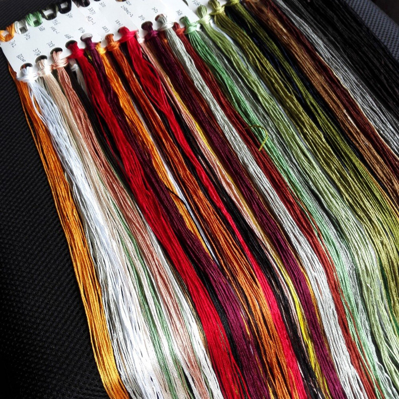 10 tk / partii ristpistes siidniit sama värvi kui DMC niidiga sile käsitsi tikand DIY näputöö 8 meetrit pikk, 6 haru