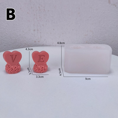 Kūrybingos Valentino dienos dovanos Silikoninės formos šokoladiniai saldainiai tortai, dekoravimo formos, „pasidaryk pats“ rožių širdis Meilės aromaterapijos žvakių formos