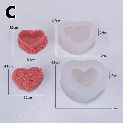 Kūrybingos Valentino dienos dovanos Silikoninės formos šokoladiniai saldainiai tortai, dekoravimo formos, „pasidaryk pats“ rožių širdis Meilės aromaterapijos žvakių formos