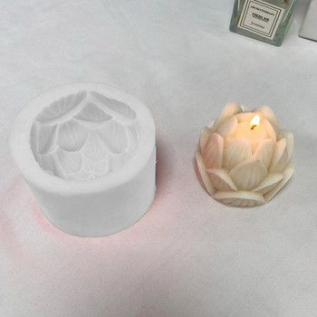3D Lotus Силиконова форма за свещи Ароматерапия Гипсова сапунена смола Форма за цветя Празничен подарък за рожден ден Сватбени сувенири Домашен декор