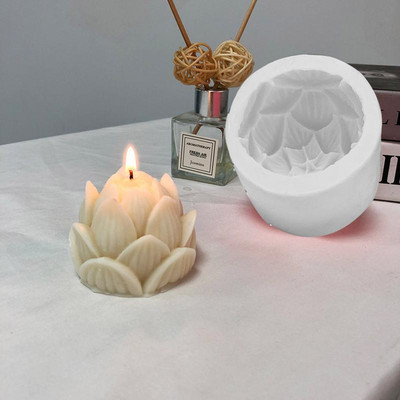 3D Lotus Silicone Candle Mould Aromatherapy Σαπούνι γύψου ρητίνη λουλούδι καλούπι γενεθλίων Δώρο γιορτών Αναμνηστικά γάμου Διακόσμηση σπιτιού