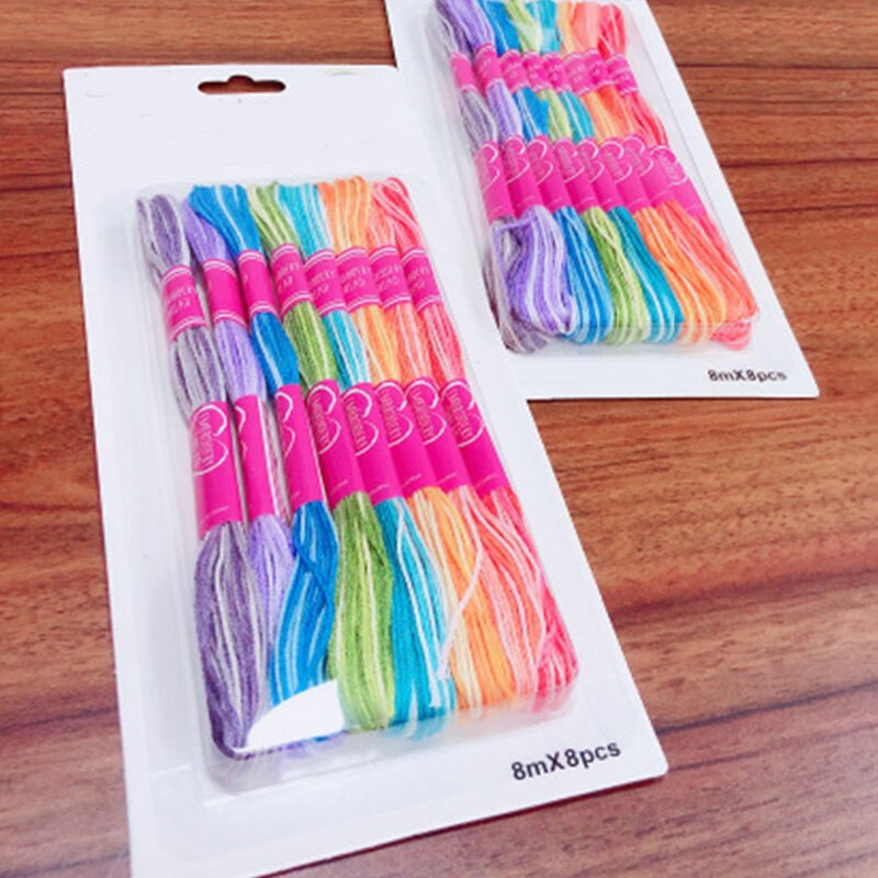 Nõel käsitöö ristid õmblema puuvillased õmblustokkid 8 tk mitmevärviline tikkimisniit DIY õmbluse multifunktsionaalne hambaniidi komplekt