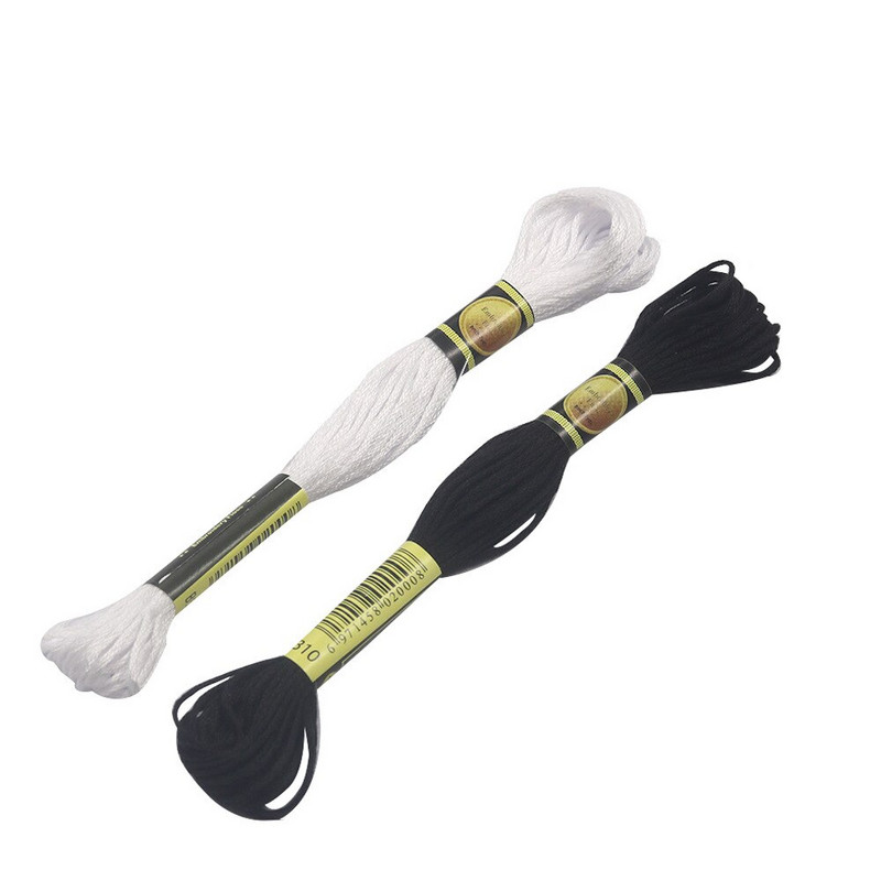 12/24 bucăți alb-negru fire de cusătură în cruce pentru broderie țevi de ață dentară de culoare neagră fire de cusut de mână bricolaj artizanat