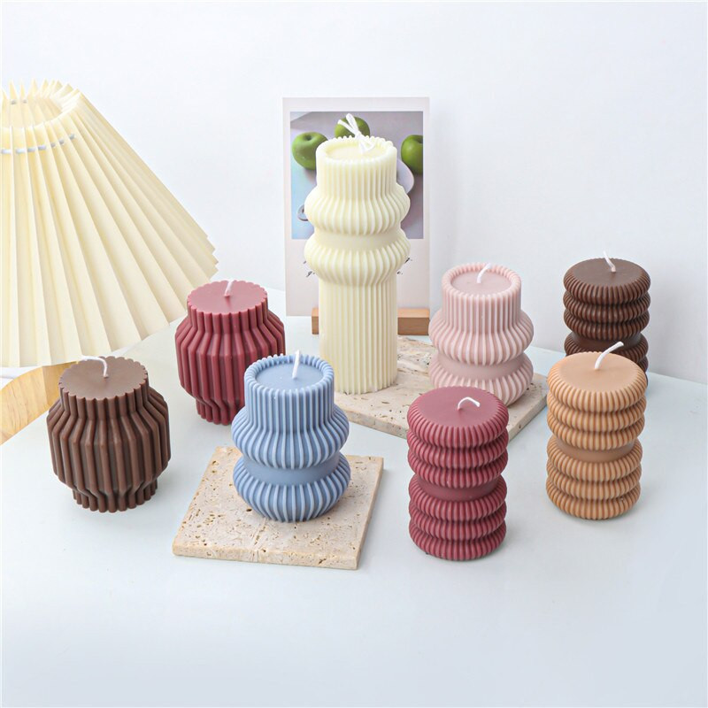 Το καλούπι 3D κάθετου κυλίνδρου κεριού Silica Gel χρησιμοποιείται για την Diy παραγωγή του γύψου διακοσμητικού καλουπιού για κερί κυλίνδρου Pinstripe