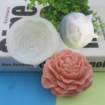 Нова силиконова форма за свещ с божур Денят на Свети Валентин Цветен мус за торта Форма за печене 3D Свещ с цветя от божур Гипсова форма за приготвяне на сапун