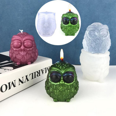 3D Stereo Owl Κερί Καλούπι σιλικόνης DIY Στολίδι κουκουβάγιας Αρωματικό κερί Γύψινο χειροτεχνία Διακοσμητικό καλούπι για γιορτινό πάρτι για κερί