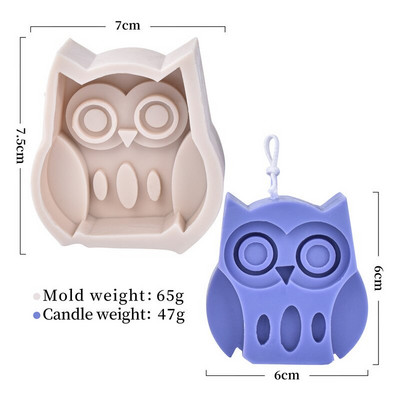 3D Stereo Owl Κερί Καλούπι σιλικόνης DIY Στολίδι κουκουβάγιας Αρωματικό κερί Γύψινο χειροτεχνία Διακοσμητικό καλούπι για γιορτινό πάρτι για κερί
