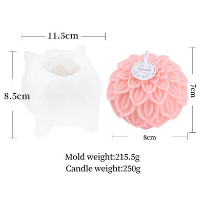 Suured krüsanteempallist küünlad Silikoonvorm Isetehtud aroomiteraapiaküünlad Kipsist kaunistused Peokingid Küünlavorm