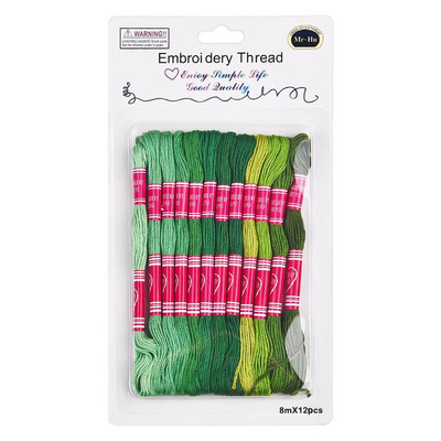 12 τμχ/Παρτίδα 8M Πολύχρωμη Βαμβακερή Σταυροβελονιά Κέντημα με νήμα ντεγκραντέ Κιτ ραψίματος Skeins Craft DIY Αξεσουάρ ραπτικής