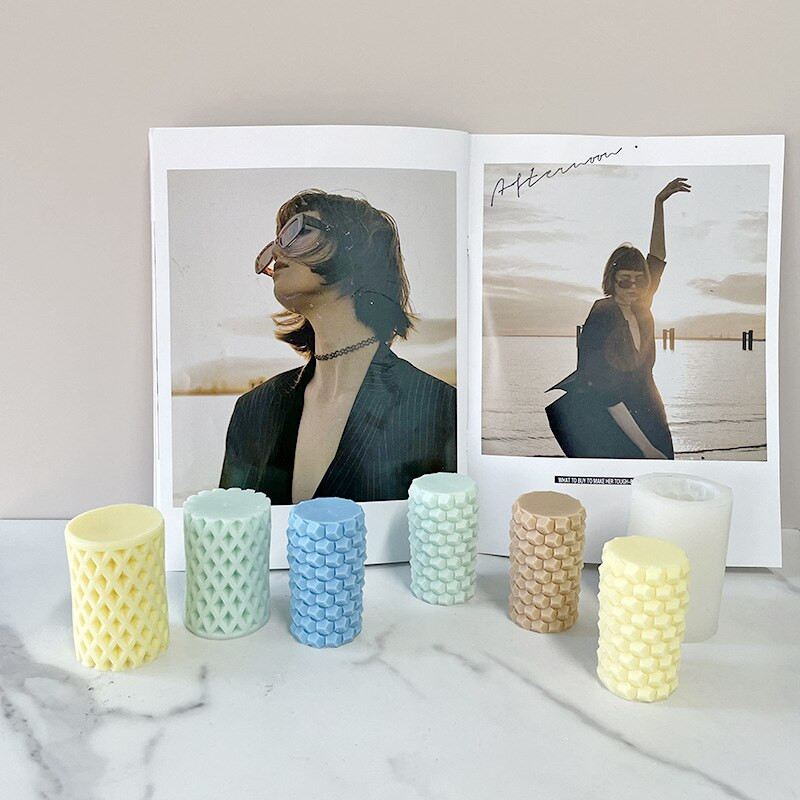 Geomeetriline silindriline küünla silikoonvorm 3d silikoonvormid küünalde valmistamise tarvikud hulgimüük vormid kipsist käsitsi valmistatud küünaldele