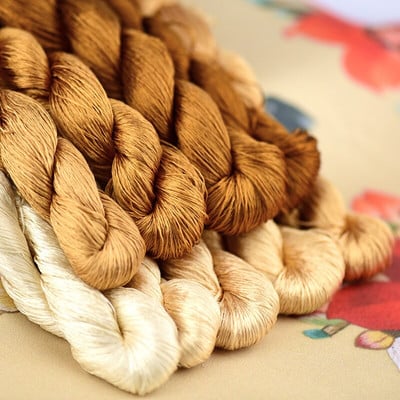 šilko siuvinėjimo siūlai / 100% šilko siūlai / siuvinėjimas rankomis siuvinėjimas kryželiu / rudos spalvos / 9 grynos spalvos