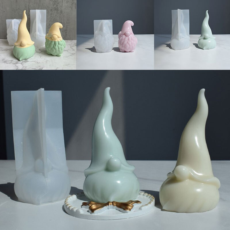 3D Gnome küünlavorm päkapikk jõuluvana silikoonvorm DIY epoksiidvorm Käsitsi valmistatud küünlad aroomivaha seebivormid jõulude kodukaunistus