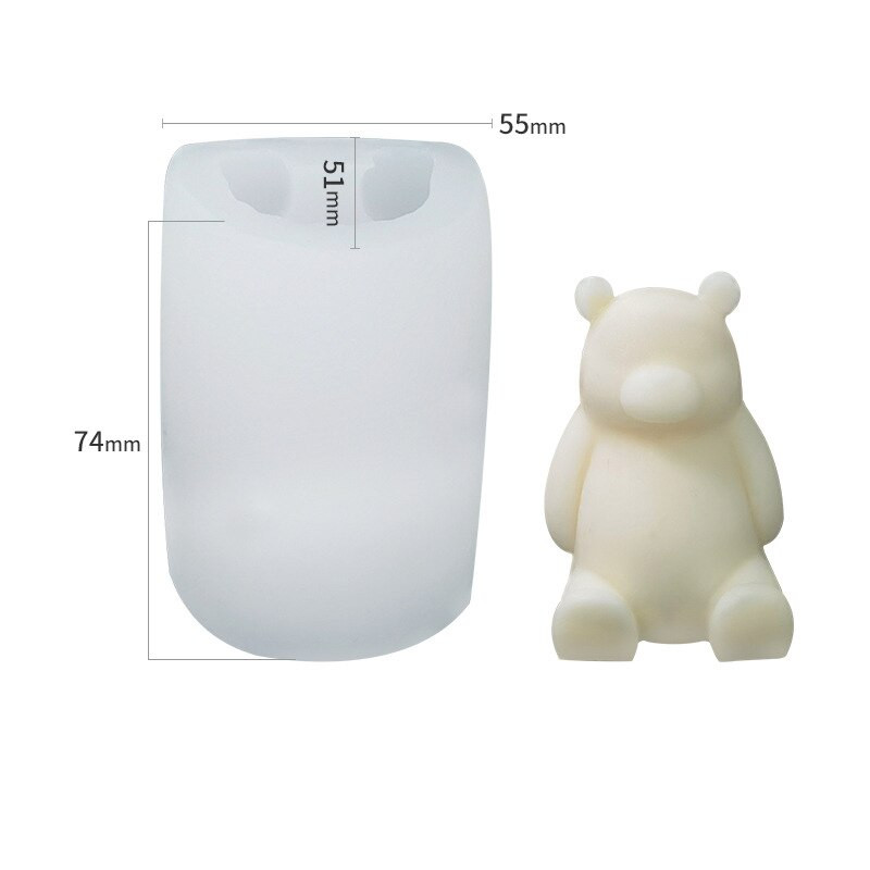 Formă din silicon cu urs drăguț Mini matriță de urs pentru fabricarea de lumânări DIY matriță pentru lumânări pentru aromoterapie pentru ipsos Mucegai pentru săpun