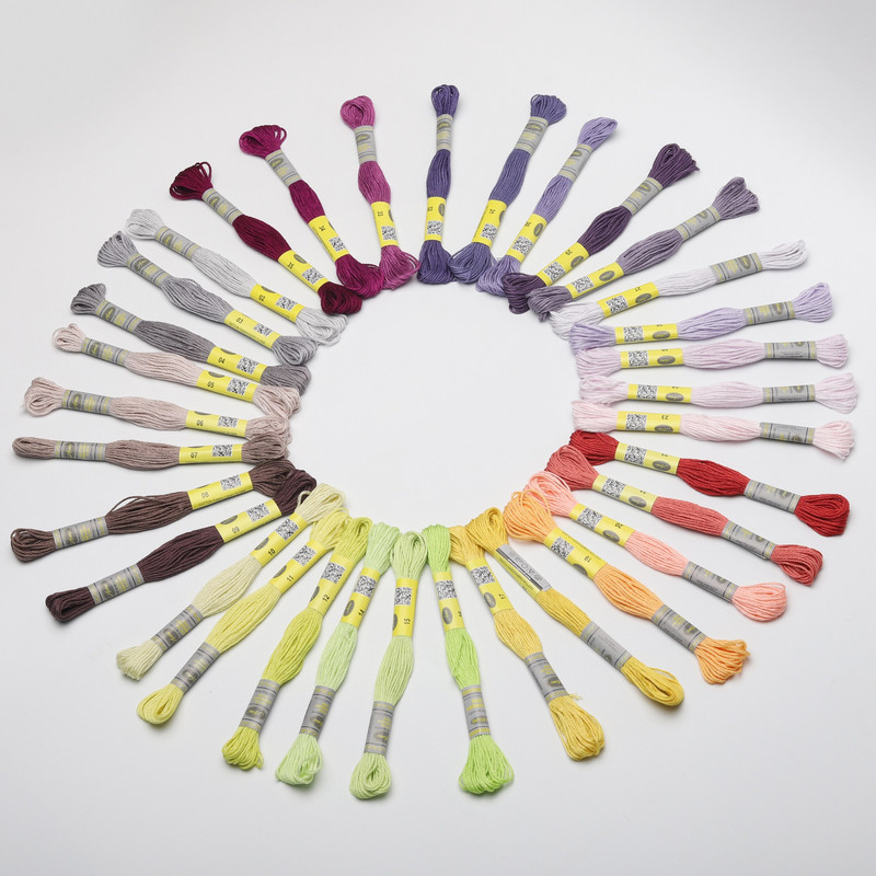 6 buc 35 NOI DM* culori Ață de bumbac Ață de brodat cu punct în cruce 6 fire Bumbac egiptean cu fibre lungi, dublu mercerizat, stricat