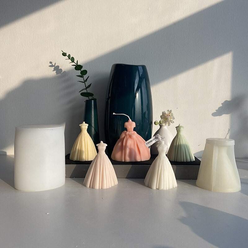 Vjenčanica Silikonski kalup Haljina za princezu Čokoladni mousse Alat za pečenje kolača DIY Home Decor Pribor za izradu svijeća Kalup za svijeće