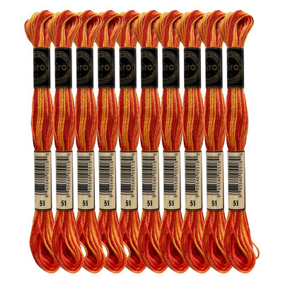 Varijacije boja Paket konca za vezenje Raznobojni konac za vezenje križem Biserno Ljubičasto Ružičasto Narančasto Zeleno Žuto Koralj, 8,7 jarda