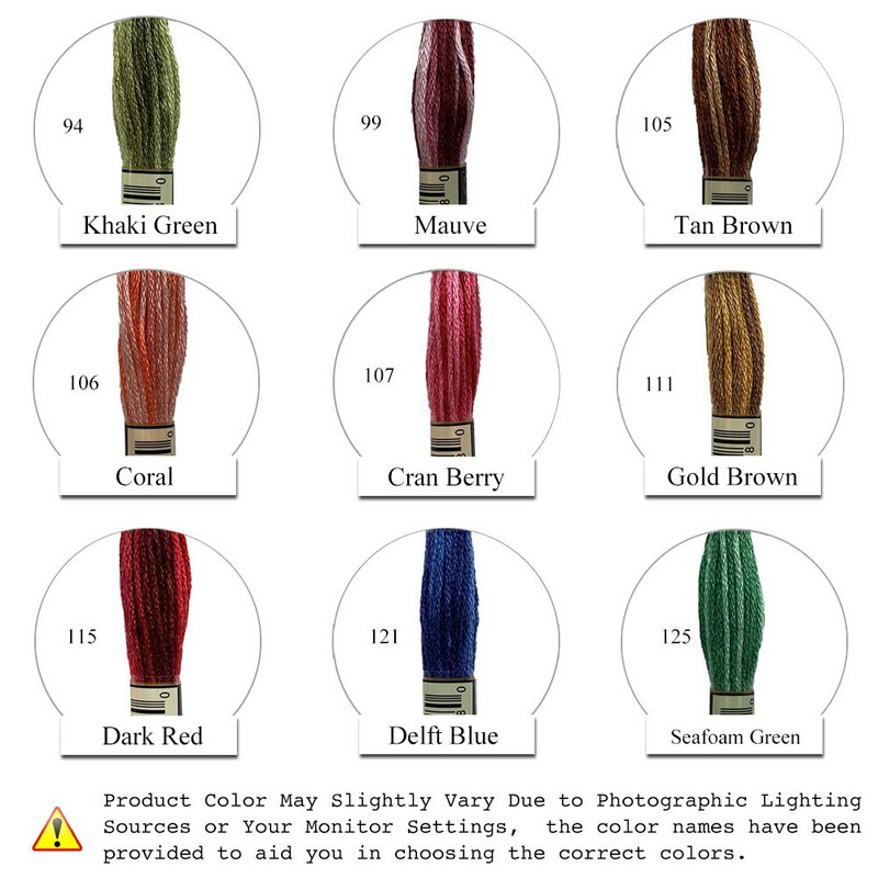 Varijacije boja Paket konca za vezenje Raznobojni konac za vezenje križem Biserno Ljubičasto Ružičasto Narančasto Zeleno Žuto Koralj, 8,7 jarda