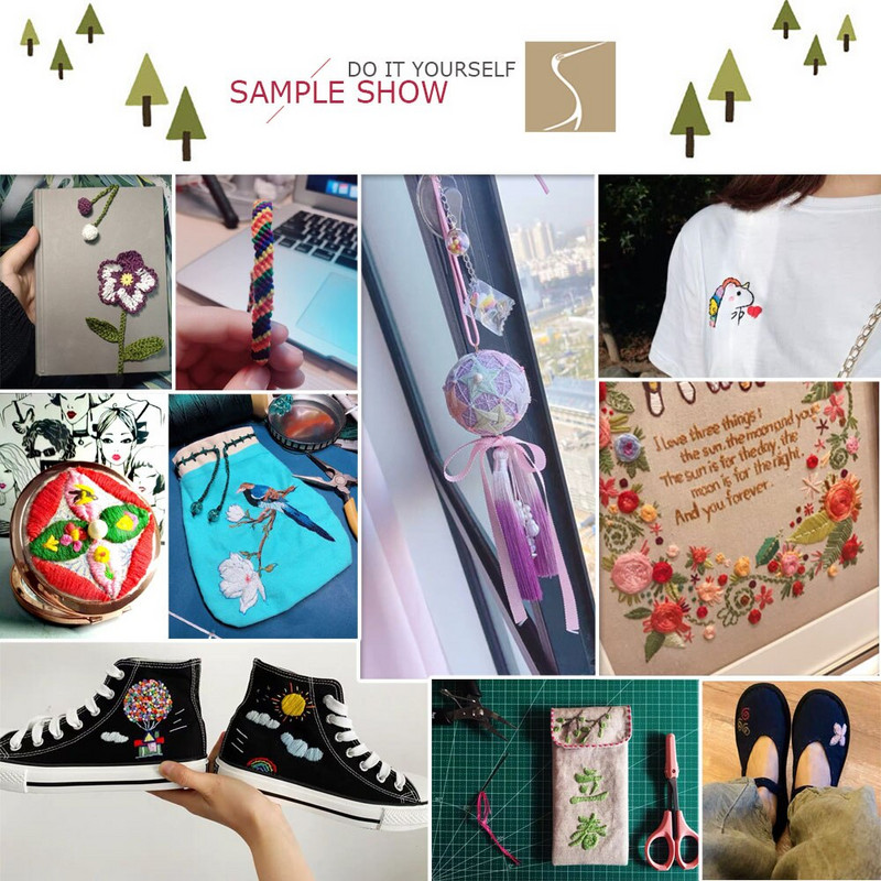 Varijacije boja Paket konca za vezenje Raznobojni konac za vezenje križem Biserno Ljubičasto Ružičasto Narančasto Zeleno Žuto Koralj, 8,7 jarda