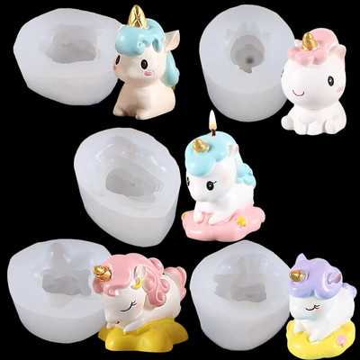 3D Cute Unicorn Candle Mould Silicone Animal Series Candle Shape Handmade ζαχαροπλαστικής κέικ σοκολάτας Εργαλεία φόρμας ψησίματος οικιακές χειροτεχνίες