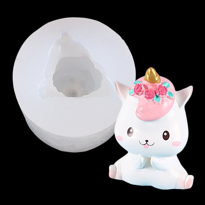 3D drăguț unicorn lumânare matriță din silicon Seria animalelor în formă de lumânare produse de patiserie lucrate manual, ciocolată, prăjitură, matriță, instrumente, artizanat acasă
