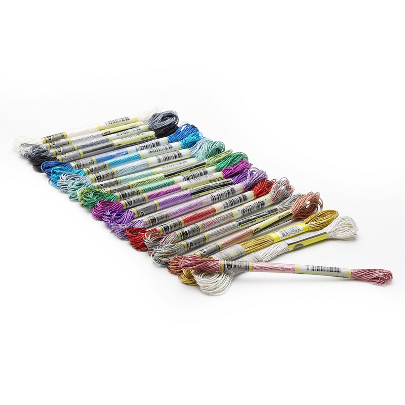 6 részes szett fényhatás magas fényű fém hímzés fogselyem keresztszemes cérna 8 méter hosszú 6 szál gombolyag Pemiunm minőség