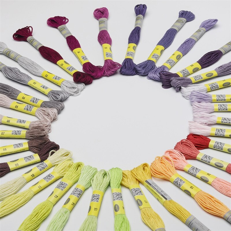 Amo Brand 35 New DMC Colors Dvostruki mercerizirani konac za vezenje od egipatskog pamuka Uvijeni konac za vezenje križića 12 komada po setu