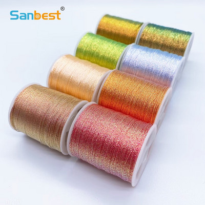 Sanbest 3 нишки с метално обезцветяване на тъкане с ефект на нишка за бижута Струнни шевове Конци за плетене на една кука за фриволите Направи си сам