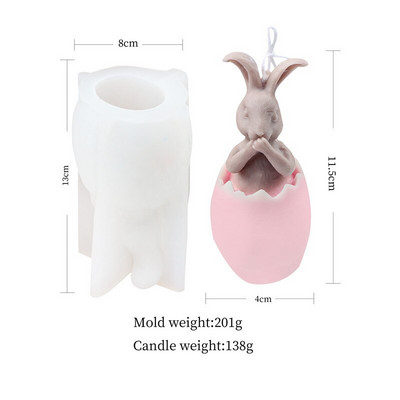 Lumânare de decorare de Paște DIY 3D Coji de ou Iepure Matrite din silicon pentru realizarea de ipsos cu aromă Mucegai drăguț pentru iepurași Decorare creativă a casei