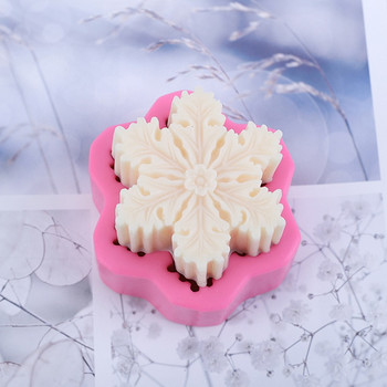Силиконова форма за свещи за коледни снежинки Направи си сам Форми за печене на торти с фондан Шестоъгълна ароматна форма за правене на сапун Консумативи за домашен декор