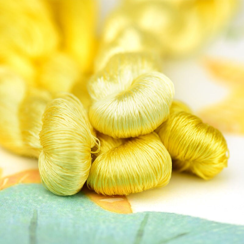 šilko siuvinėjimo siūlai / 100% šilko siūlai / siuvinėjimas rankomis siuvinėti kryželiu / geltona serija / 7 grynos spalvos