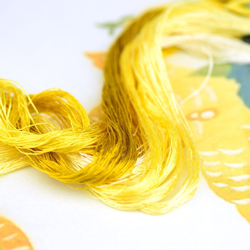 šilko siuvinėjimo siūlai / 100% šilko siūlai / siuvinėjimas rankomis siuvinėti kryželiu / geltona serija / 7 grynos spalvos