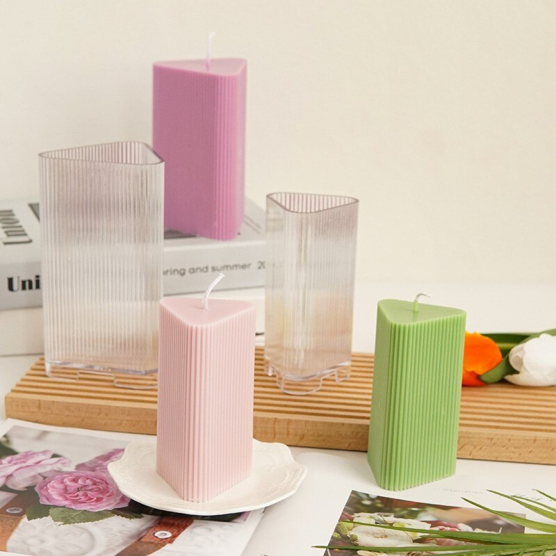 6,2 ιντσών μακριά στήλη Τρίγωνο Ακρυλική θήκη κεριών Καλούπι Πλαστικό Κερί Χύτευση Καλούπι Άρωμα Κερί Καλούπι Διακόσμησης σπιτιού Κρυστάλλινη κόλλα