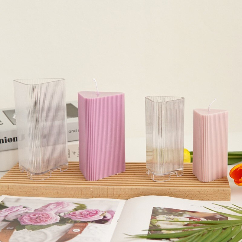 6,2 ιντσών μακριά στήλη Τρίγωνο Ακρυλική θήκη κεριών Καλούπι Πλαστικό Κερί Χύτευση Καλούπι Άρωμα Κερί Καλούπι Διακόσμησης σπιτιού Κρυστάλλινη κόλλα